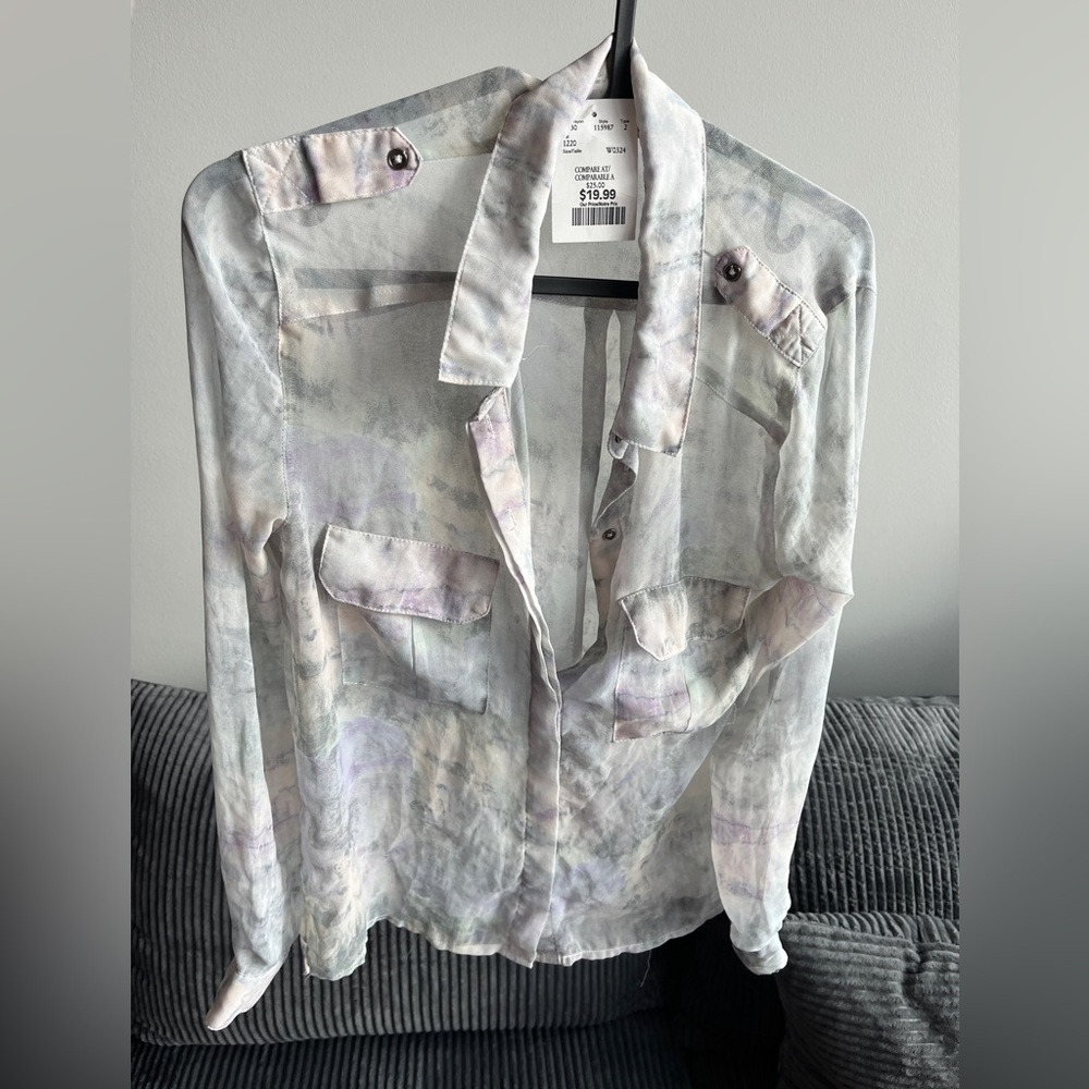 NWT - Chic Sheer Patterned Blouse